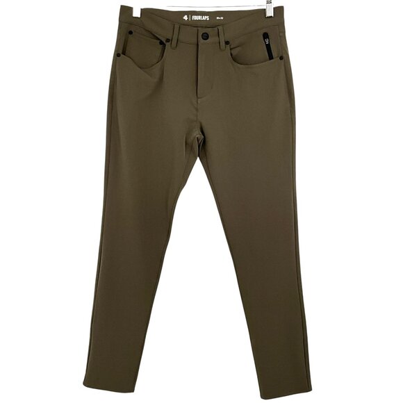 Fourlaps Traverse Pants Green Slim Fit Size 30 x 32 Golf Casual Stretch - Picture 1 of 11